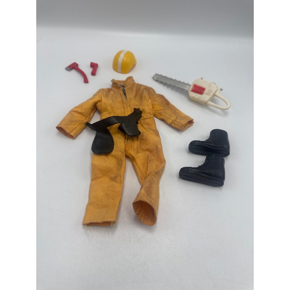 Vintage GI Joe Yellow Jumpsuit Accessory Set‎ Hard Hat Boots Chainsaw